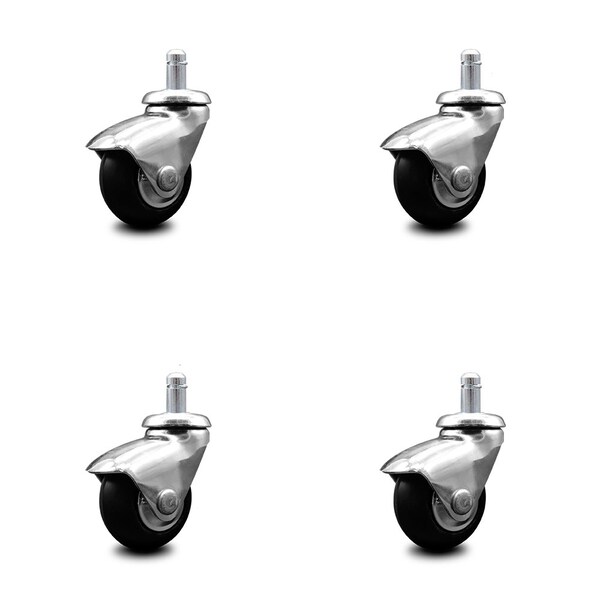 Service Caster 2 Inch Chrome Hooded Neoprene Rubber 7/8 Inch Grip Ring Stem Casters SCC, 4PK SCC-GR03S210-NPRB-BC-71678-4 - main